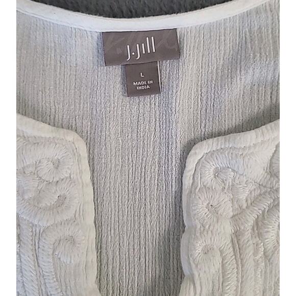 J. Jill White Embroidered Lagenlook Dress Large – Casual Elegant Knee-Length - Picture 3 of 7